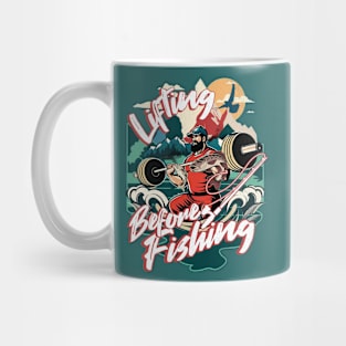 Funny Fishing Fisherman a Weightlifting Gym Bodybuilding Mug